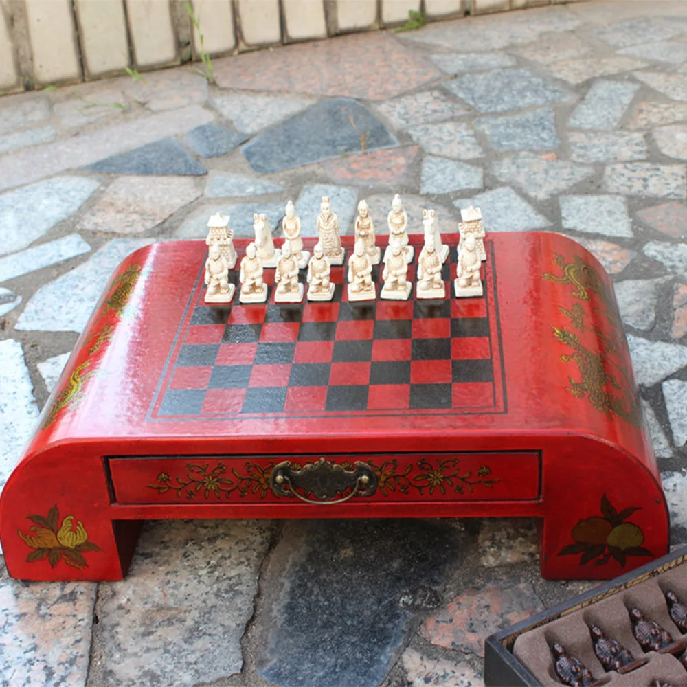 

Wooden Chess Set Chess Games Antique Chess Set, Red