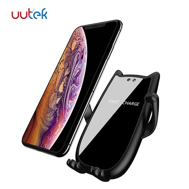 

10W auto sensor collapse Cat Car wireless charger 2019 new products UUTEK RSN11, Black