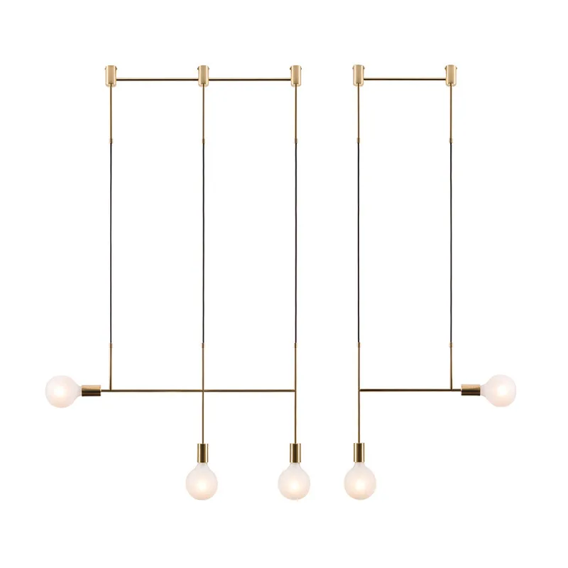 Nordic Design Multi Heads Iron Linear Pendant Hanging Lamp Ceiling Light Modern