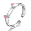 Cute cat ear ring adjustable silver ring