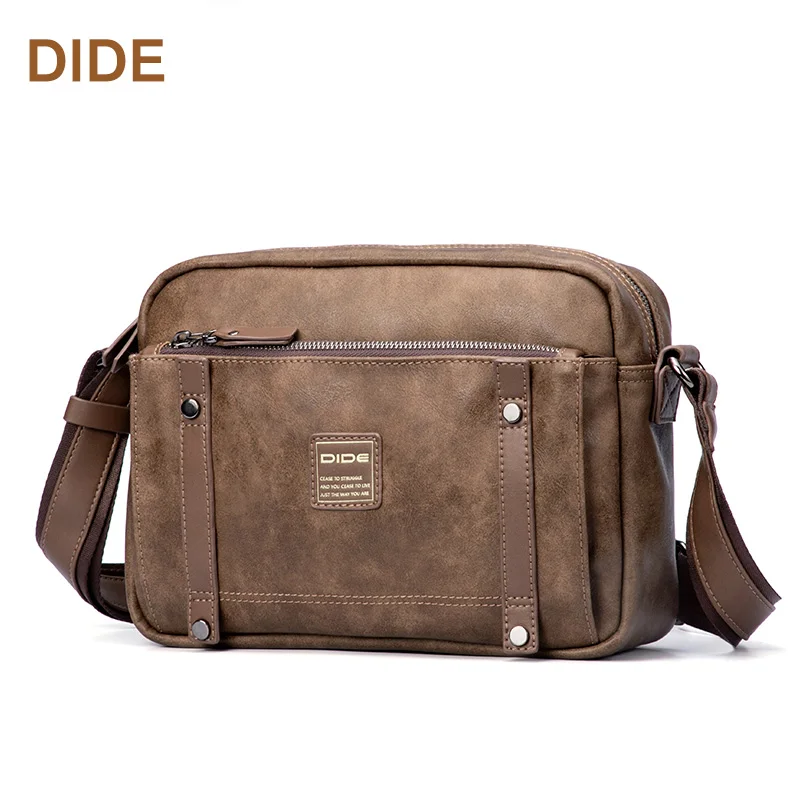 Dide Men Sling Bag Leather Shoulder Message Bag Laptop Shoulder Bag For