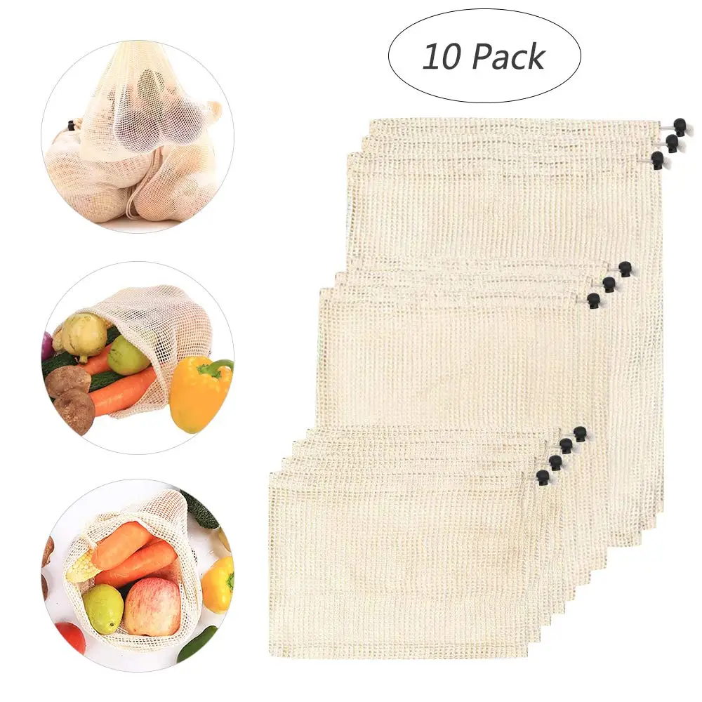 3sizes Wholesale Reusable Produce Packaging Natural Cotton Mesh Net