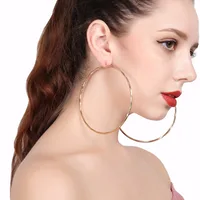 

European Style 18K Gold Plated Big Round Circle Loop Large Hoop Earrings