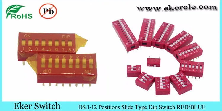 2.54mm Pitch Double Row Slide 3 Position DIP Switch