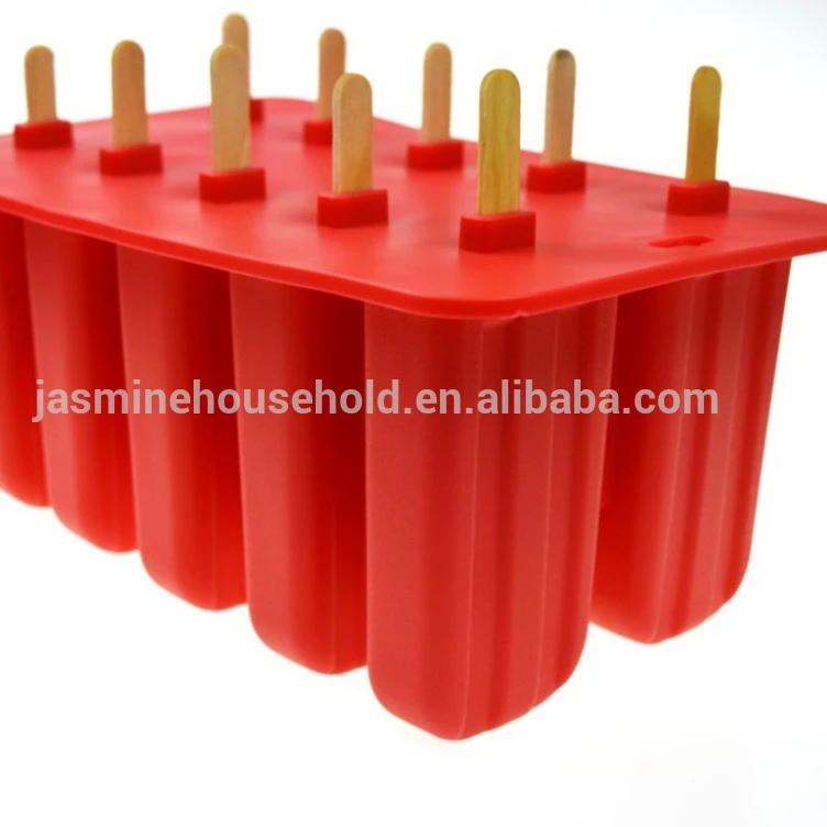 BPA Free 10 Cavity Frozen Ice Pop Maker Silicone Popsicle Mold