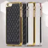 Luxury Retro Gold PC Plating Linear EX Case For Iphone 6 4.7inch Grid Sheep Leather Case Cover For Iphone6 Cell Phones