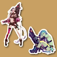 2pcs/lot LOL ESports game League The Loose Cannon Jinx refrigerator/skateboard/trolley case/backpack/Tables/book PVC sticker