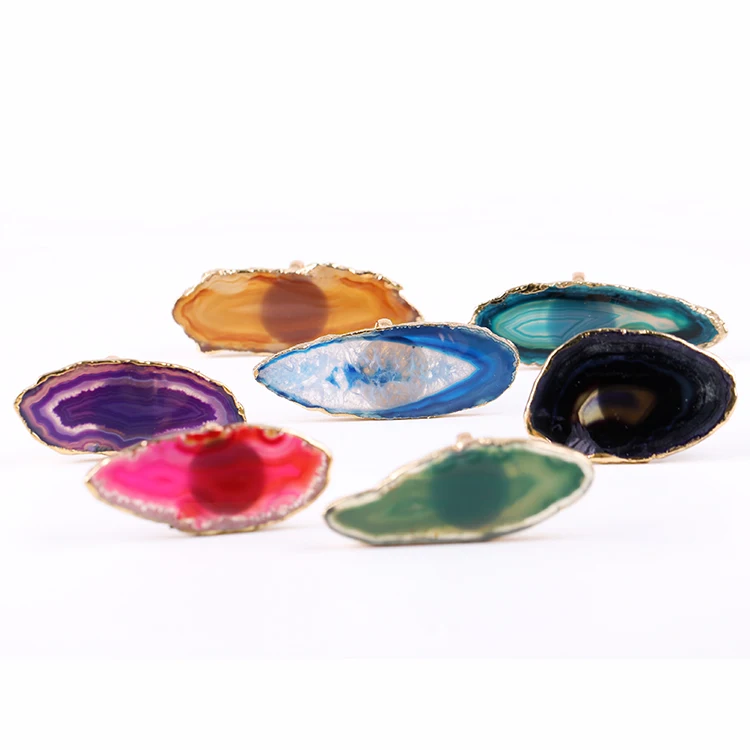 

Yase Yiwu manufacturers wholesale rings semi-precious stone agate low price natural agate slices hot sale new rings