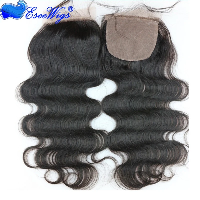 

Hot Selling Natural Color Body Wave 8A Grade Virgin Brazilian Hair Silk base 4x4 Lace Closure