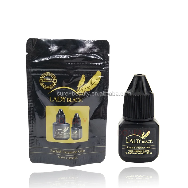 

Lady Black Glue Eyelash Extensions Fasting Dry Eyelash Glue Low Irritation Fume Adhesive With Sealed Bag 5ml