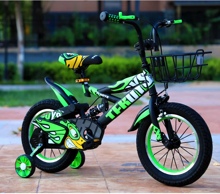 

2019 hot sale children bicycle for 5 years old child/beautiful green 4 wheel bike image/ promotional 14 inch bicycle