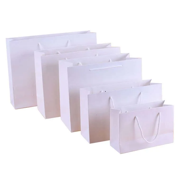 
custom logo printed retail shopping white paper carry bags with bow tie 