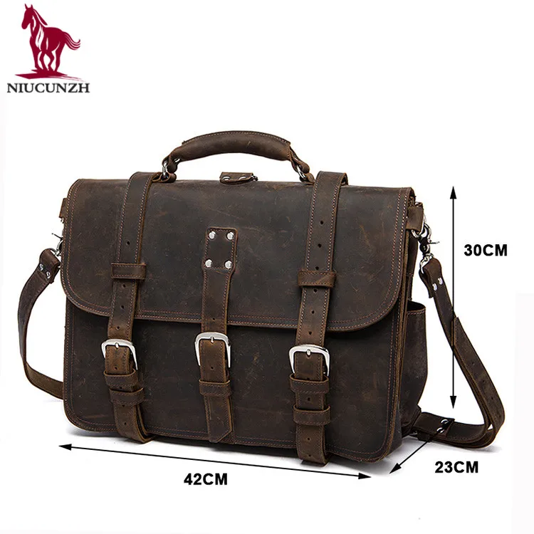 

Guangzhou Custom Wholesale China Manufacturer Crazy Horse Structured Soft Leather Handbags For Men 8072 bandolera de hombre, Coffee