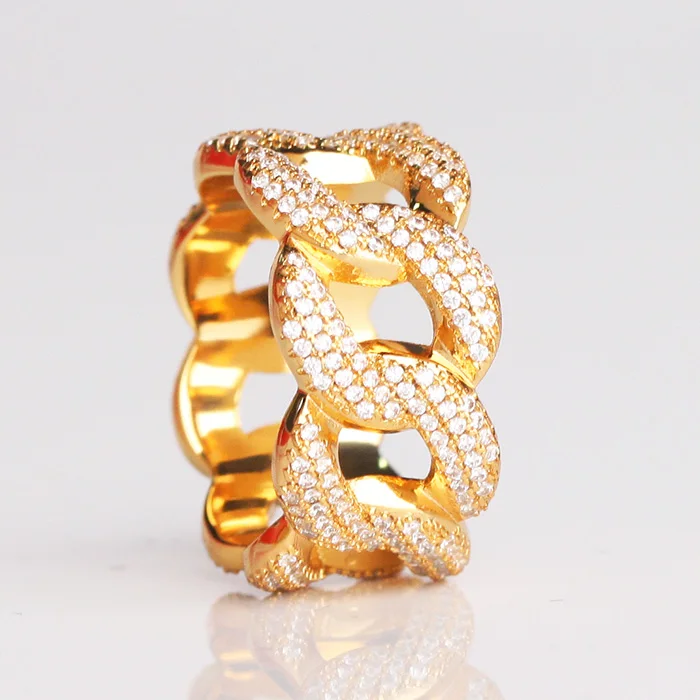 

Sterling Silver Cuban Link Diamond Ring Engaged 18k Gold