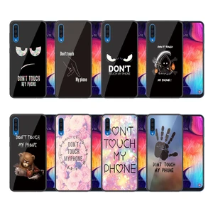 Don't Touch My Phone Tempered Glass Case for Samsung Galaxy A10 A30 A50 A40 A60 A70 M20 Anti-Scratch Fingerprint Drop Cover