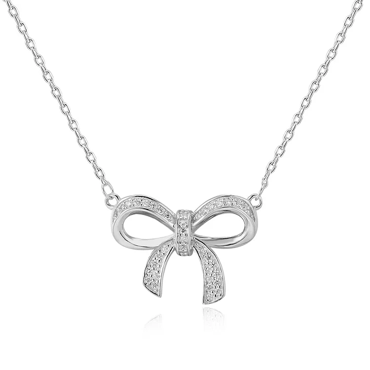 

POLIVA 2018 Fashion Jewelry White Gold Plating Accessories Bow Knots Necklace 925 Sterling Silver Online Shop China Women Zircon