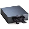 luxury cardboard packaging black collapsible rigid gift box with ribbon