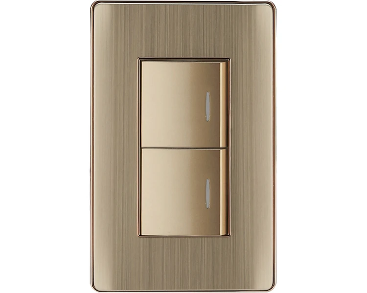 Songri Aluminum Frame 10A 2 Gang 2 Way American Style Light Wall Switch