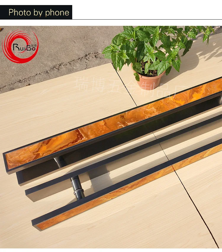 big door handle with marble stone