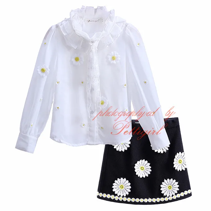 

2016 Newest Chiffon Tops+Spaghetti Strap Tank+Flower Skirt Three Pieces Girl Suit Kids Wear CS90222-638F
