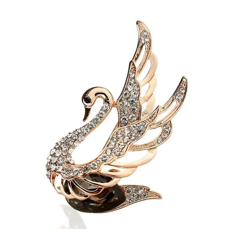 

5.6 x 3.6 cm 13g Environmental Alloy High Quality Czech Stone Jewelry Korea Swan Brooch, Show as picture