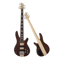 

maple neck through body style matt natural zebrawood body 5-string bass guitar electric