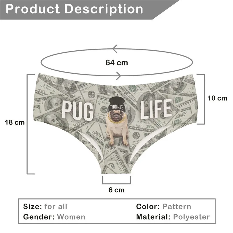 Pug Life Seamless Panties Underwear Cute Dog Kid Underwear Models Teen