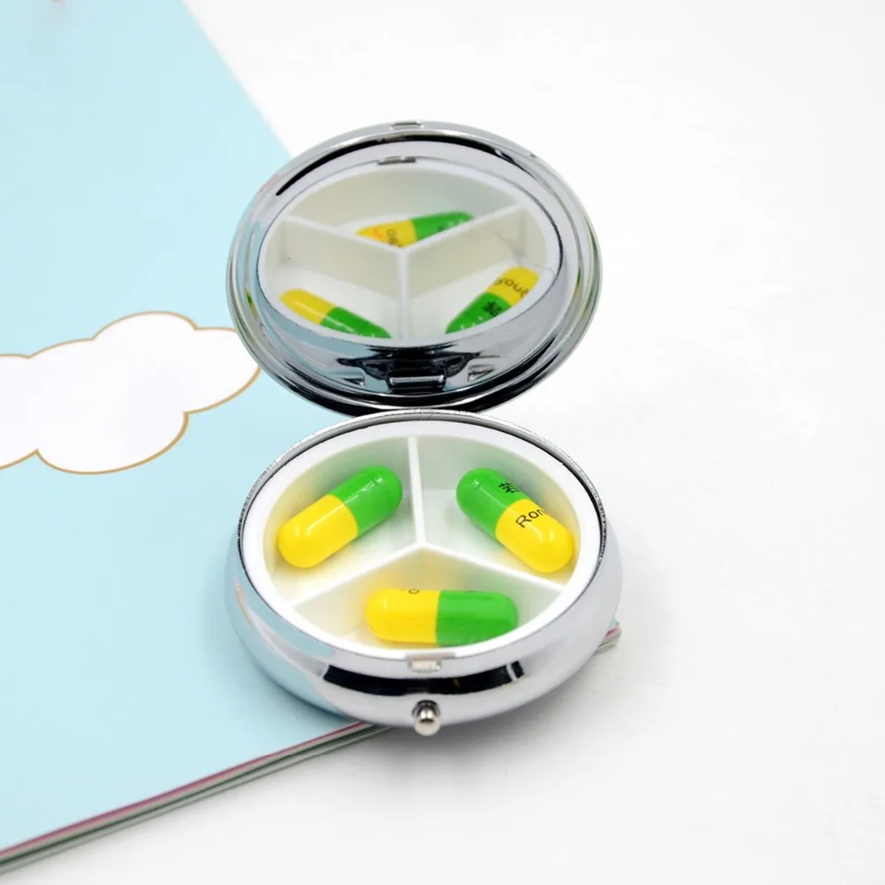 Pill Box Round Metal Lock Small Daily Necessities Portable Pill