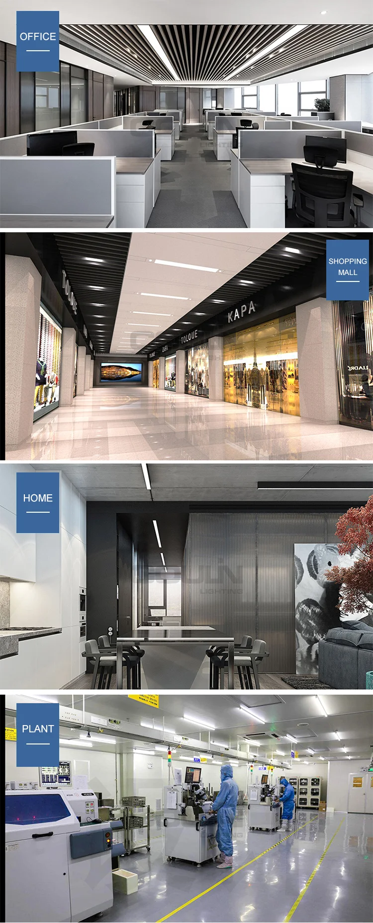 Modern Seamless Connection Led Outdoor Waterproof Light Linear Led Tri Proof Light PC Indoor