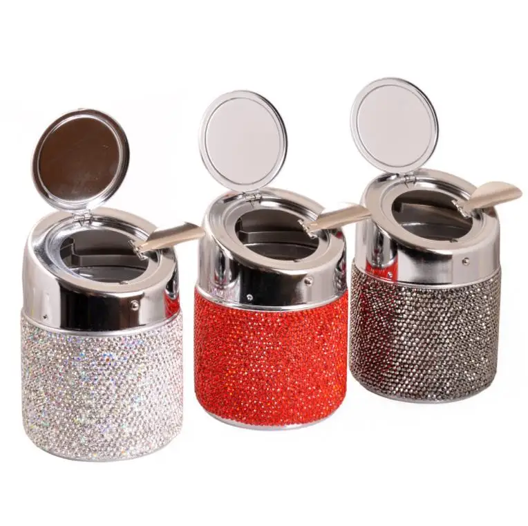 Custom Luxury Ashtray Portable Auto Crystal Car Ashtray Cup Bling