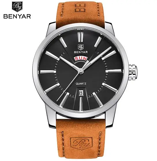 

BENYAR BY 5101M Fashion & Casual Double Calendar Analog Men Quartz Watch Luxury Brand 30M Waterproof Men Wristwatch Relogio