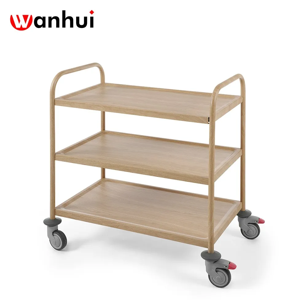 Easy Assemble Stainless Steel Kitchen Trolley 3 Tier Restaurant Food Service Cart /  Service trolley