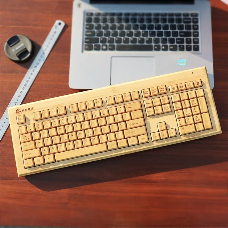 

Professional Custom Design Pc Keyboard Laptop Keyboard Wireless USB Bamboo Wood Keyboard, Natural bamboo