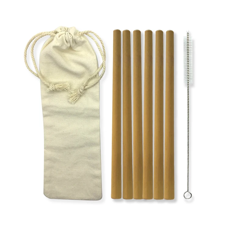 Amazon Top Seller 2019 Custom Logo Reusable Bamboo Straws with Cleaner Brush
