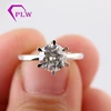 Pointed prong setting 1.5carat GH color round moissanite 18k white gold solitaire ring with small stones set on basket