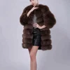 Wholesale authentic genuine fox fur coat with buttons women