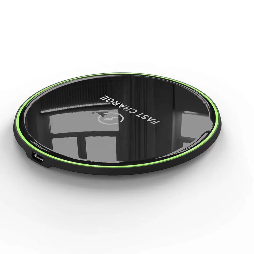 

Universal Luxury Glass Wireless Charger 10W 7.5W Fast Wireless Charging Charger For iPhone X XS Quick Charging Wireless Charger, Black white blue pink