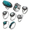 Classic carved 8 pieces of ring set