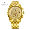 Wrist watch gold men quartz 3atm water resistant stainless steel watch back