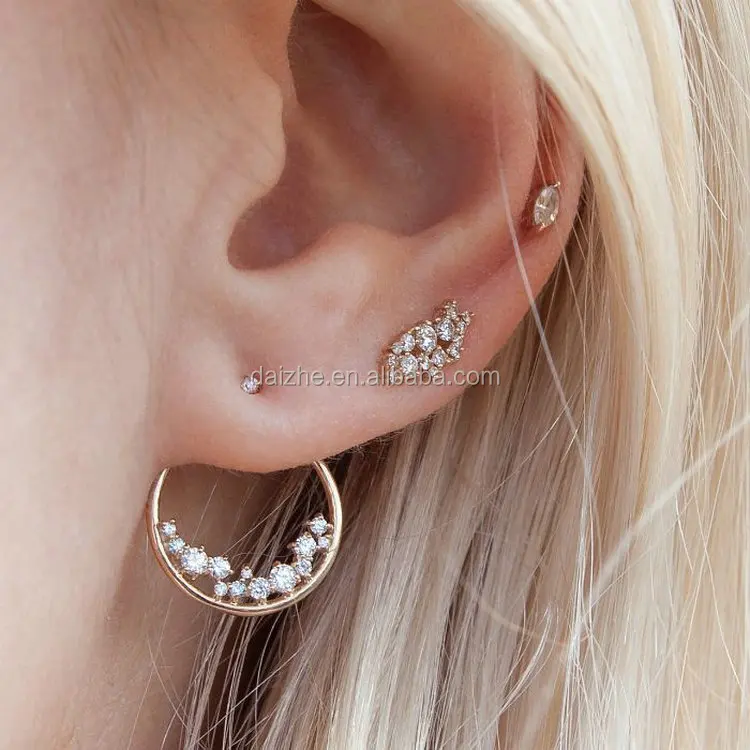 sparking bling cz diamond drop charm big hoop circle classic modern women ladies 2018 charm hoop earring