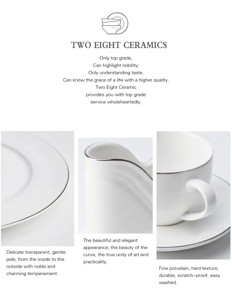 brilliant high quality european style hotel bone china  gold rim dinnerware set