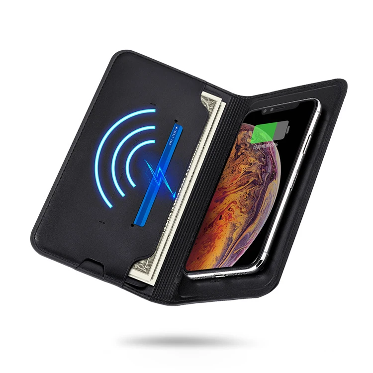 

New Design Power Bank Fast Charger Leather Wallet Wireless Charging Powerbank 8000mAh, Black,blue, brown,red, customzied