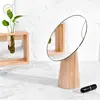 KIng Style High Quality Bathroom Rotatable Design Ash Solid Wood Desktop Table Glass Makeup Mirror