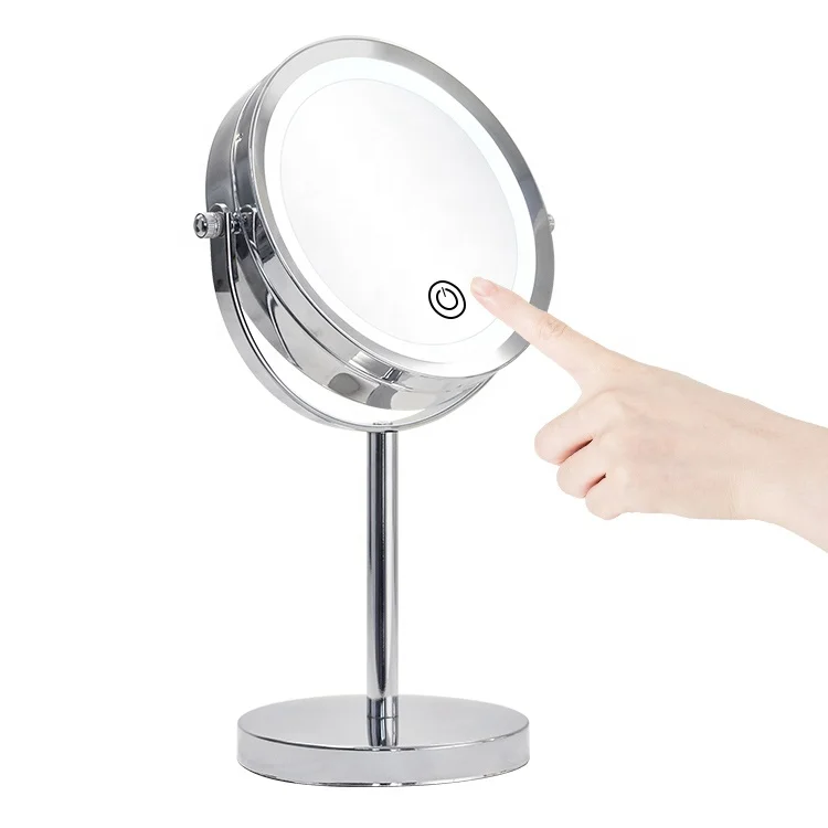 2020 touch sensor double side round magnifying 10X custom battery lighted Makeup Led Mirror