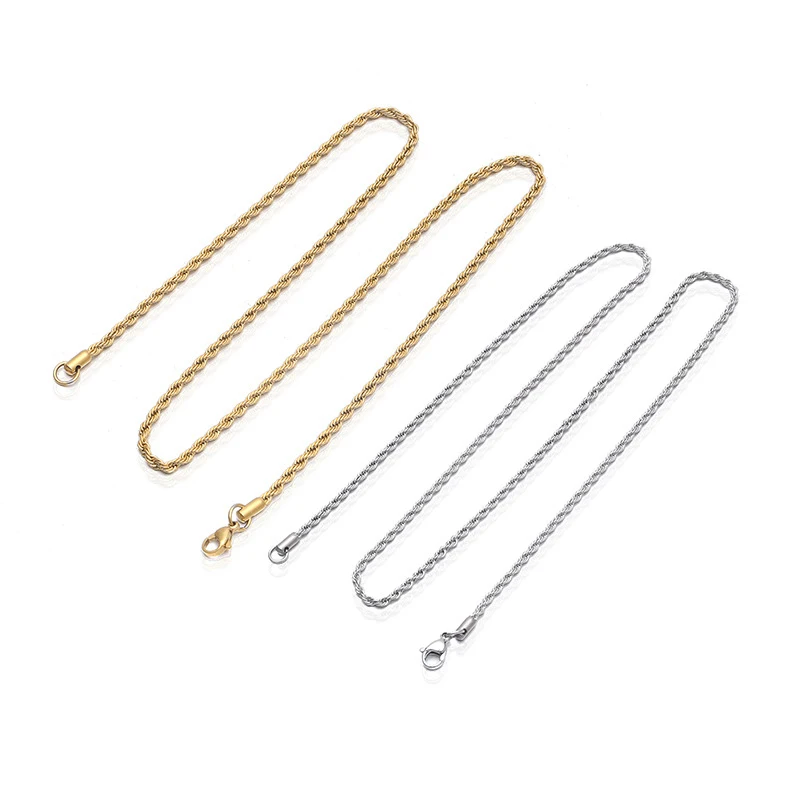 

Blues 4mm Stainless Steel Gold Plating dubai Twine Twist Rope Chain Necklace