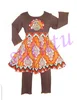 Thanksgiving boutique outfit children's boutique clothing fall 2015 turkey appliqued ruffle winter outfit back to school clothes
