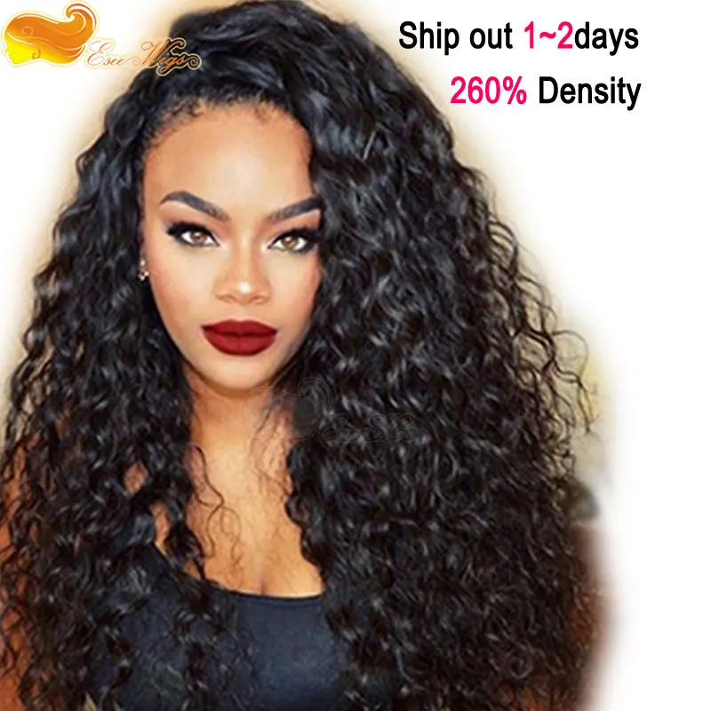 

Brazilian Virgin Hair Glueless Full Lace Human Wigs Lace Front Human hair Wigs Wavy for black women Natural Color 260% Density