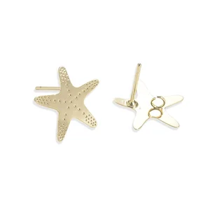 Golden Filled or Plated Brass Sea Star Stud Supplies DIY Earrings Components Materials Earring Making Supplies Jewelry Findings