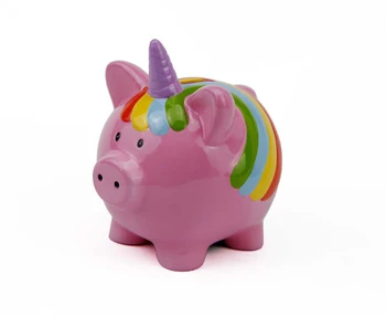 jumbo plush piggy bank rainbow