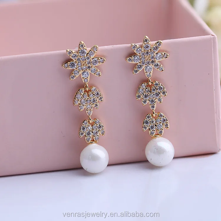 New Design Gold Jhumka Pearl Earrings 